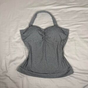 y2k Energie navy blue & white striped halter top